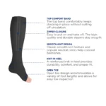 0675 TRUFORM Knee High OT Zipper Compression Socks Unisex 15-20mmHg - Image 3