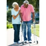 Deluxe Folding Walker, Two Button with 5" Wheels - Image 2