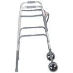 Bariatric Aluminum Two Button Folding Walker with Wheels - Image 2