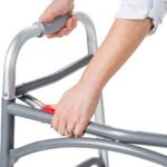 Bariatric Aluminum Two Button Folding Walker with Wheels - Image 5