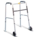 Airgo One Touch Button Folding Walker with 5" Wheels and Glide Skis